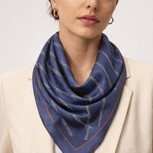 JEAN J COUTURIER Paris Silk Flower Geometric Initials Print Scarf 33" x 33"